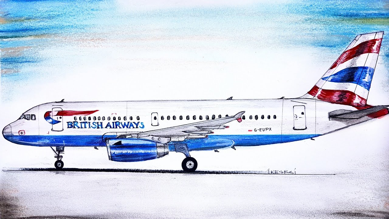 Speed Drawing British Airways Airbus A319