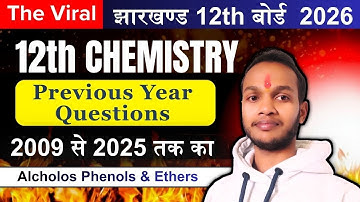 Previous year questions from 2009 to 2025 Alcohols Phenols and Ethers/jac board 12th chemistry pyq