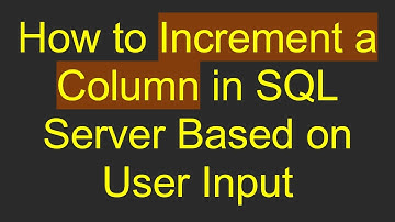 How to Increment a Column in SQL Server Based on User Input