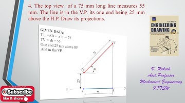 Problem no. 4, Projections of lines - I (Engineering drawing by N. D. Bhatt solutions)