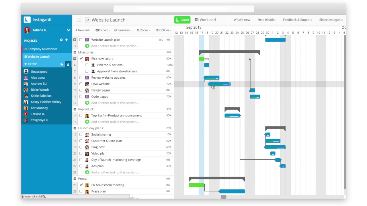 Create Gantt Chart Asana