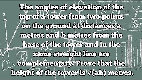 The angles of elevation of the top of a tower from two points on the ground at distances a metres ..