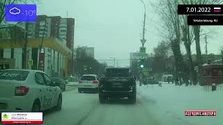 Driving Through Ekaterinburg (Russia) From Oktyabrsky To Verkh-Isetsky 7.01.2022 Timelapse X4