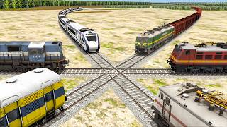 Six Express Trains Rushing Toward ONE Diamond Crossing | BeamNG.Drive screenshot 2