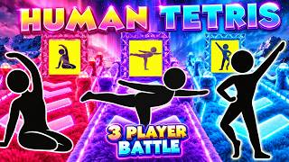 Human Tetris 3 Player Battle Immersive Interactive Warm-Up Can Anyone Beat All 16 Challenges?