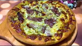 The best garlic pizza You wont be buying pizza after this video Homemade pizza with easy dough