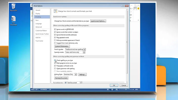 How to Turn Grammar and Spell Check on and off in Microsoft® Word 2013