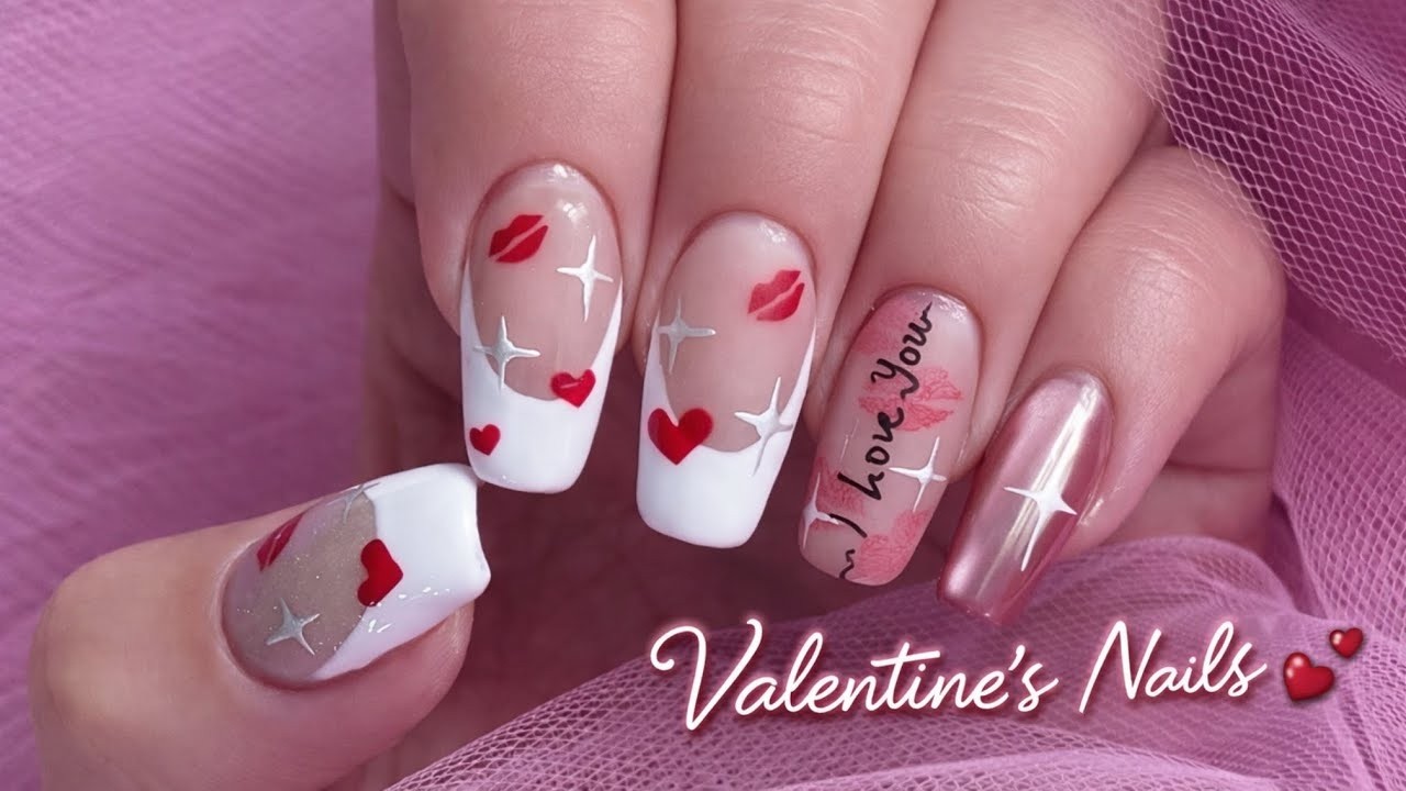 Easy Valentine's Nails 💕 gelXNails |tutorial| Nail Art at Home