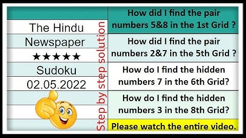 🔴🔊How to Solve The Hindu Sudoku 5 Star | Step by Step Solution | 02.05.2022|  Level ★★★★★