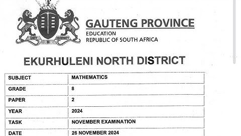 Grade 8 Mathematics P2. November Examination 