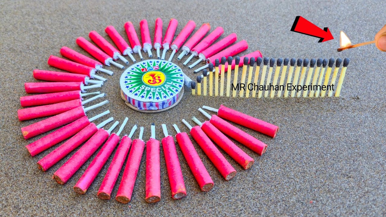 Lot Of Bijli Crackers Amazing Experiment | Matchstick chain reaction dominos Amazing Experiment |