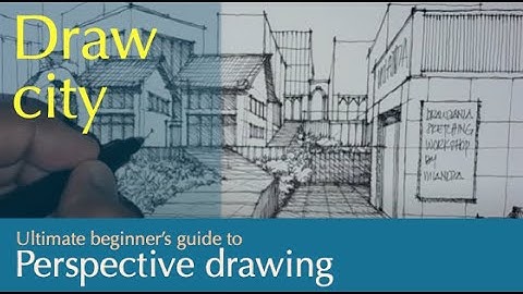 Draw Cityscape 61: buildings, curve ramp, streetscape in one point perspective. #shorts