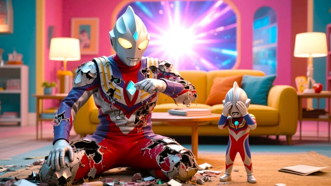 小赛罗怎么坐在地上哇哇大哭，原来是爸爸的战衣被故意打坏了！究竟是谁做的【九九动漫】