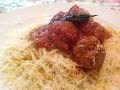 Espagueti con Albóndigas de carne en salsa de tomate