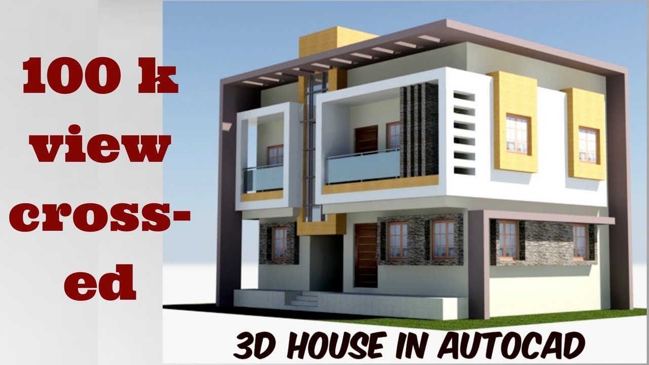 3d Modern  House  in autocad  YouTube