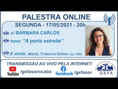 Assista: Palestra online - c/ B�?RBARA CARLOS (17/05/2021)
