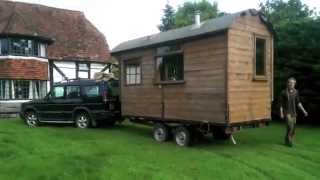 Cabin Trailer Moving Off. Kitchen Bathroom Yurt Living Tiny Home