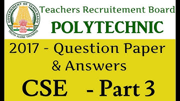 TRB Polytechnic 2017 | CSE Question Paper Answers | Part-3