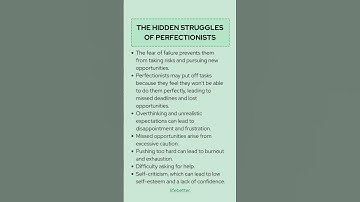The Hidden Struggles of Perfectionists   #perfectionism #lifebetter