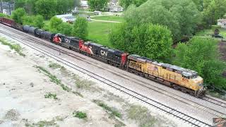 HOLDING THE MAIN AND IN THE HOLE!  CANADIAN NATIONAL TRAIN MEET WITH DRONE VIEWS!