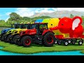 Load and transport giant elephants with new holland tractors  farming simulator 22