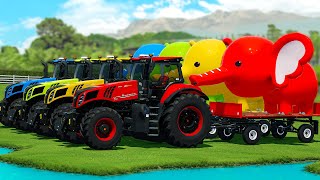 LOAD AND TRANSPORT GIANT ELEPHANTS WITH NEW HOLLAND TRACTORS - Farming Simulator 22