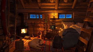 Frosty Snowstorm Sounds and Relaxing Fireplace in a Cozy Winter Hut by Rainy Guy 126,019 views 3 months ago 8 hours