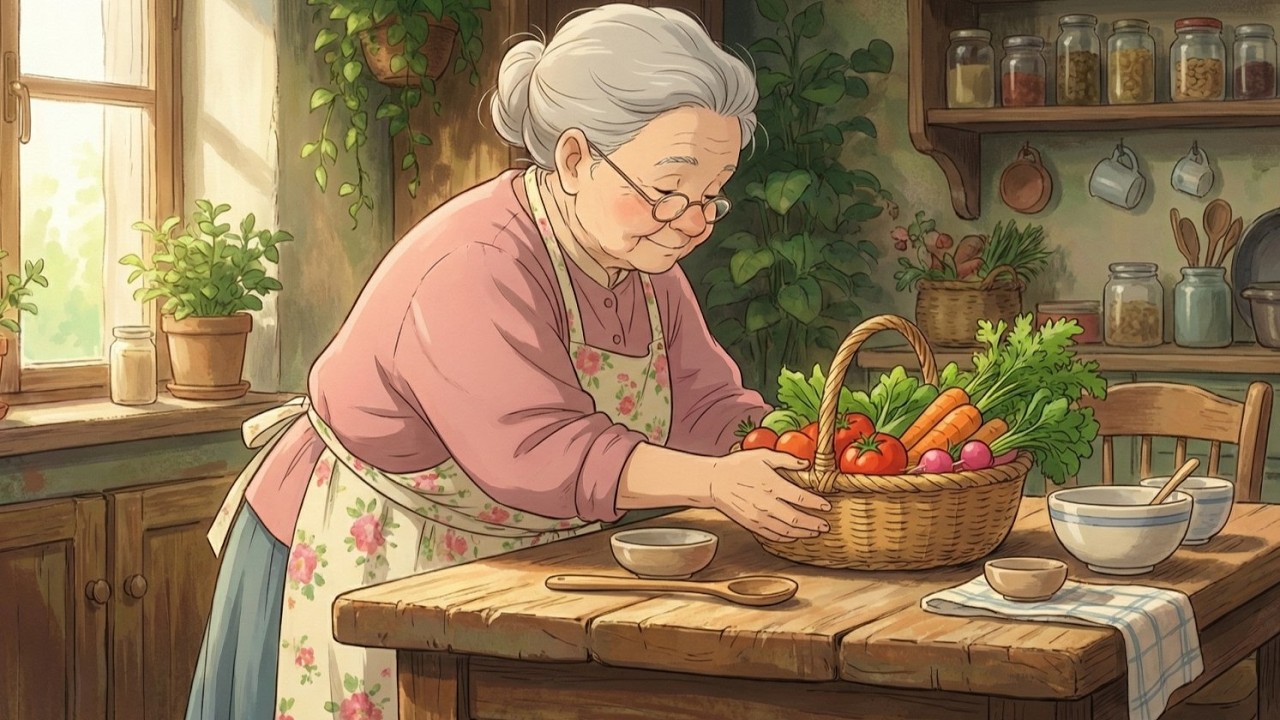 Grandma’s Rustic Kitchen ASMR | Slow Vegetable Soup Cooking Sounds | ghibli silent days