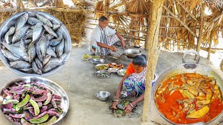 Small Fish Curry And Sim Vaji Cooking Eating By Our Santali Tribe Couple