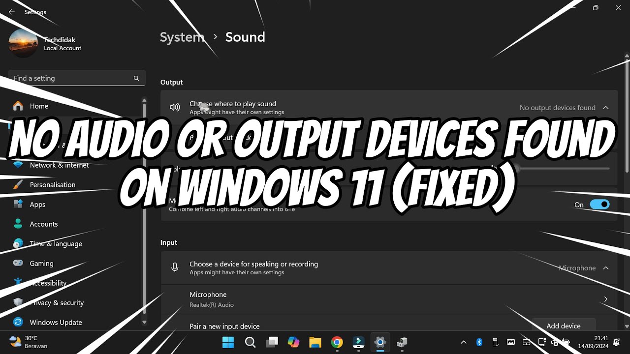 No Audio or Output Devices Found on Windows 11 (FIXED) - YouTube