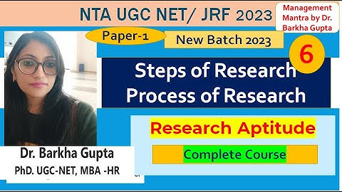 Class 6 Research Aptitude/ Steps or process of research/ NTA UGC NET/ JRF 2023 by Dr. Barkha Gupta