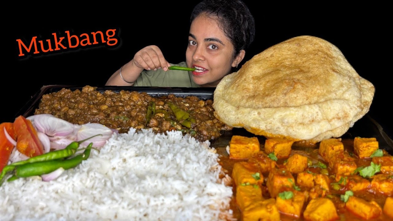 Spicy Chole Bhature Eating Challenge|Mukbang Matar Paneer With Rice Eating Challenge|
