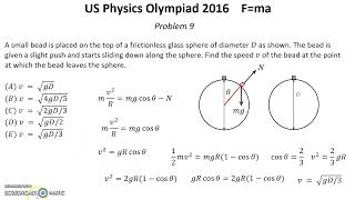 US F=ma Physics Olympiad 2016. First Round. Solutions of problems 9-11 of 25. Mechanics