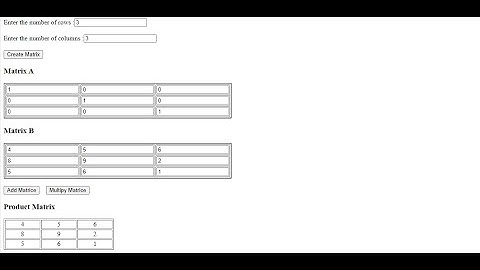 III BCA PHP Lab  Ex B2 : PHP program that facilitates the addition, multiplication of two matrices