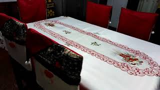 Venta Navideña de Camino de Centro de mesa y Mantel bordado para la Noche buena de Navidad..!