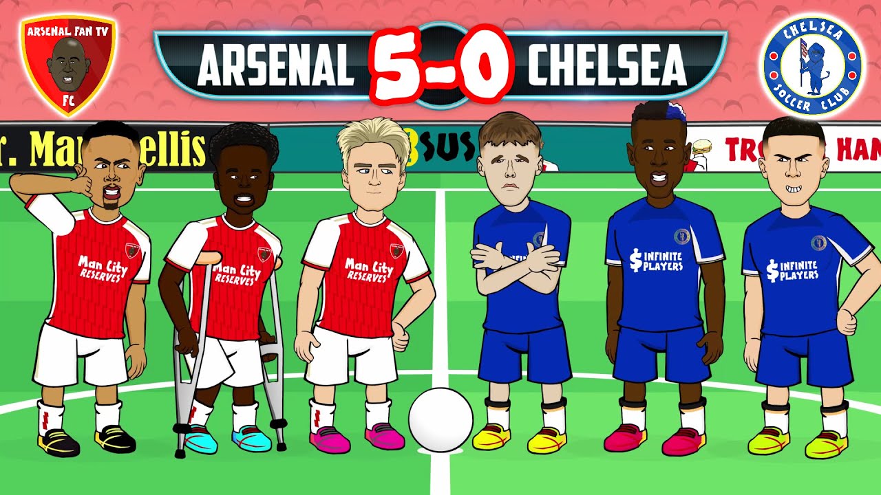 5 0 Arsenal DESTROY Chelsea Havertz White Trossard Parody Goals Highlights 2024 Chant