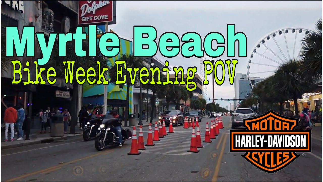 Motorcycles, Police, Bumper to Bumper Traffic! - Myrtle Beach Bike Week POV