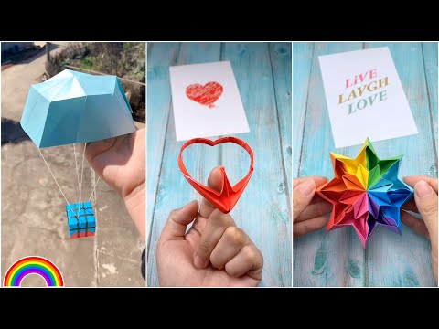 Làm đồ chơi bằng giấy độc đáo đơn giản, hay ho - Trái tim xoay cân bằng- Dù PUBG | Origami (#12)