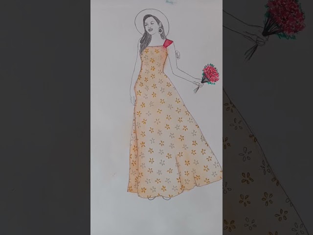 pretty fashion dress drawing #art #artist #fashionart #short #shortvideo #fashion #drawing #artwork