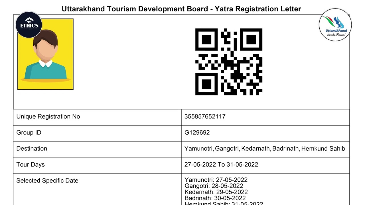 uttarakhand tourism development board registration letter