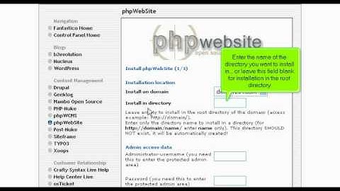 WHB Presents: Installing phpWebsite from Fantastico
