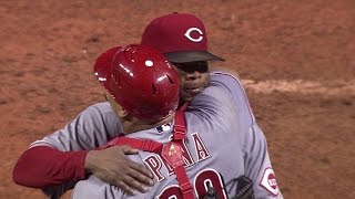 CIN@CLE: Overturned call ends game, gives Cueto CG