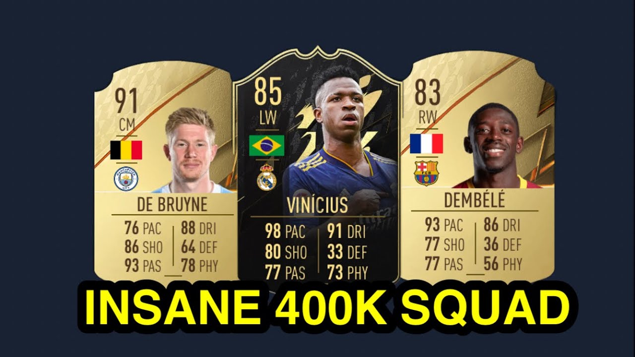 INSANE 400K HYBRID SQUAD BUILDER IN FIFA 22 FT (DE BRUYNE, VINICIUS & DEMBELE)
