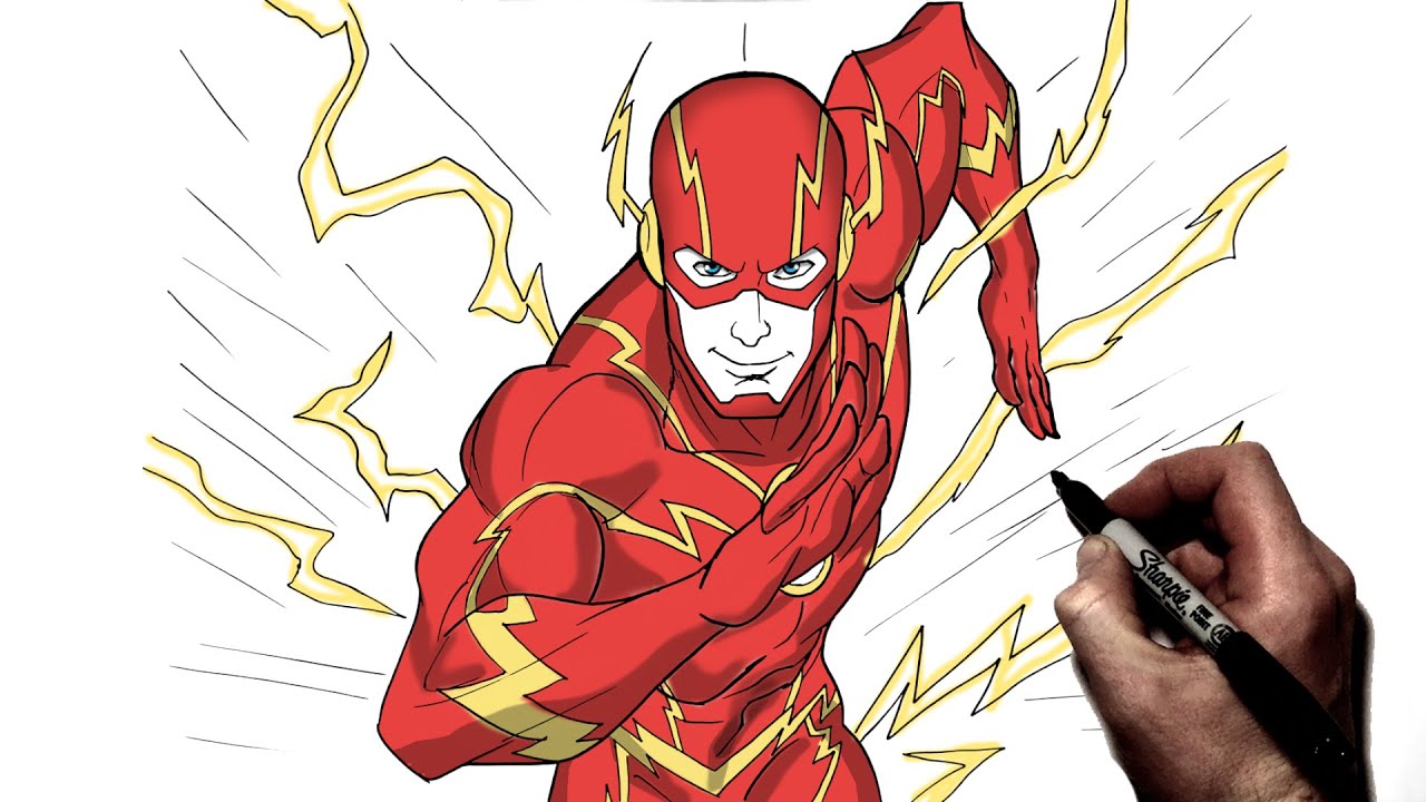 the flash superhero drawing