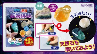 【触れる図鑑】 宝石のようにピカピカ！天然石を磨いてみよう／おうち時間に！自由研究に！原石磨き／石磨き／知育玩具