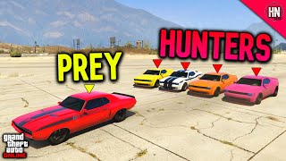 GAUNTLET CLASSIC vs 4 HELLFIRES GTA 5 ManHunt!