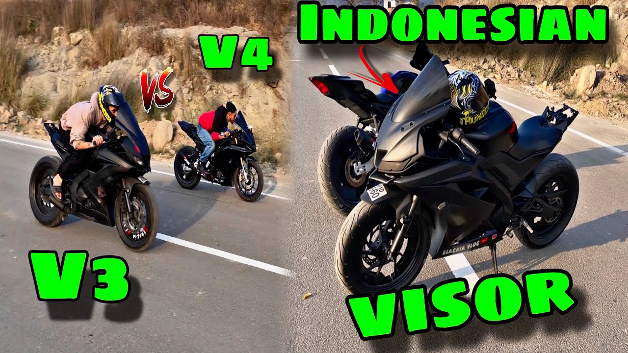 R15v3 Indonesian Visor  installed 😍 || Yamaha r15v3 vs r15v4.