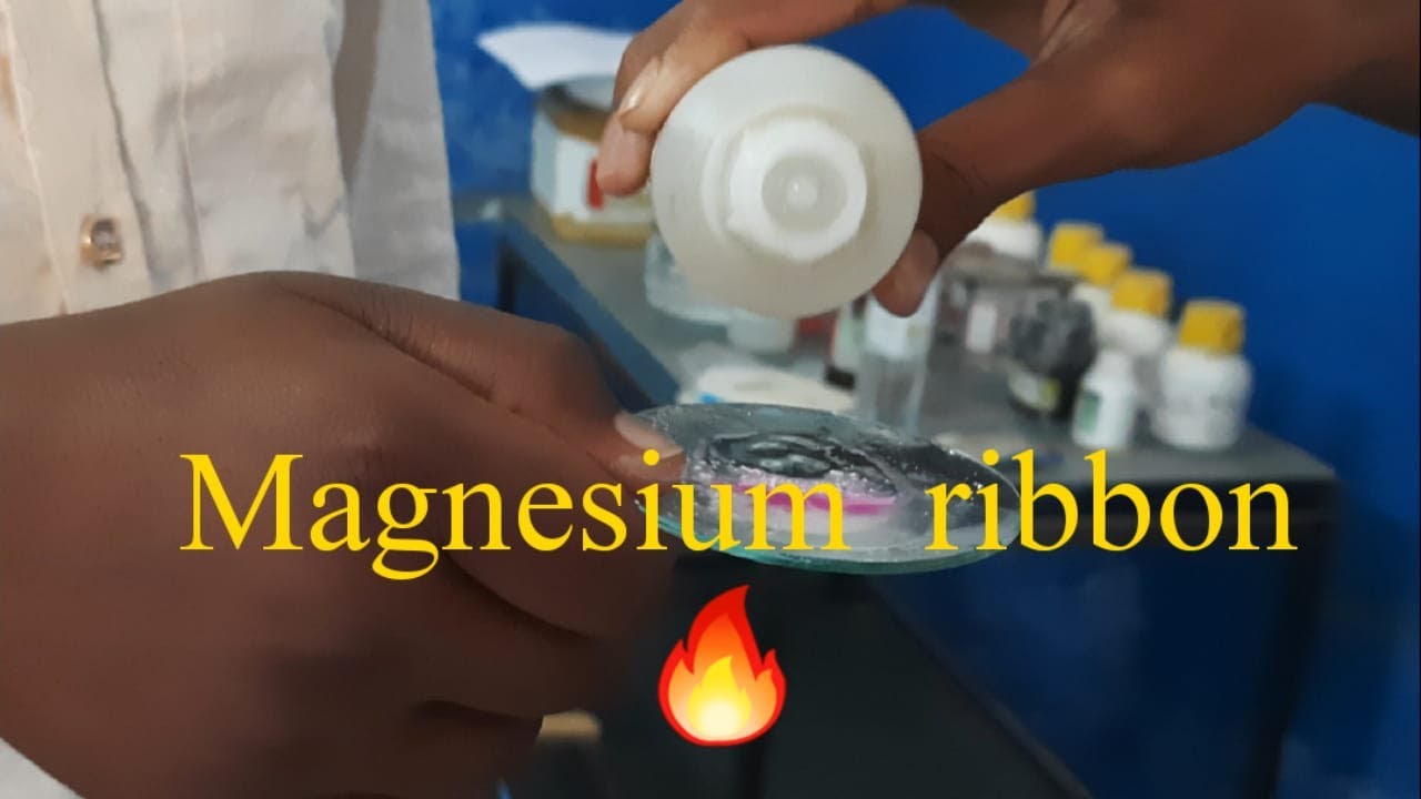 Burning of magnesium ribbon experiment - YouTube