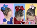 3 Penteados Fáceis com Coque para Meninas | 3 Cute & Easy Bun Hairstyles with Rubber Band for Girls🥰