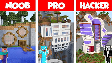 Minecraft NOOB vs PRO vs HACKER: MODERN MOUNTAIN HOUSE BUILD CHALLENGE in Minecraft / Animation